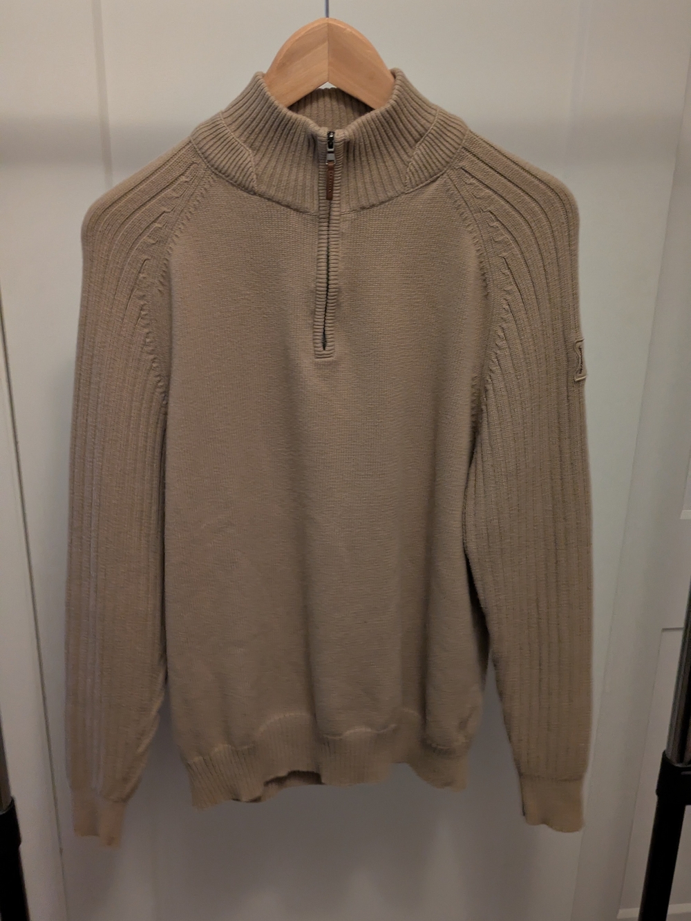 Brand New Timberland Men's Zip Mock Neck Sweater in Taupe
